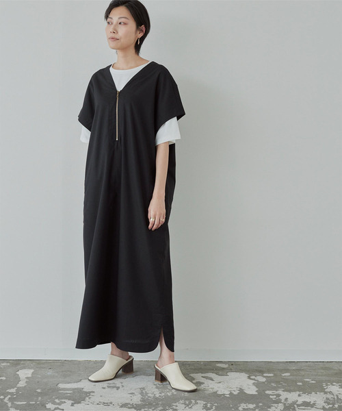 miette(ミエット)の「前後2wayリネン混カフタンワンピース(ワンピース・レディース・サンドベージュ/テラコッタ/ブラック/ホワイト・PS(XS-S)/M)」の3枚目の写真