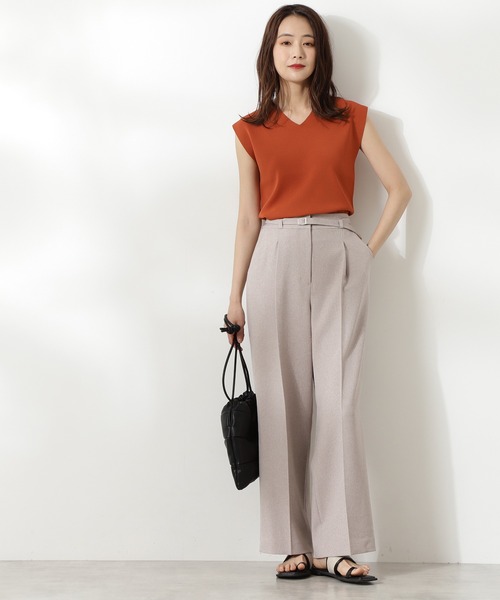 N.（N. Natural Beauty Basic）（エヌエヌナチュラルビューティーベーシック）の「総針Vネックノースリーブニット（ニット/セーター・レディース・ホワイト/ブラック/ブラウン/パープル/オレンジ・MEDIUM）」の17枚目の写真