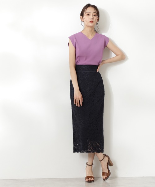 N.（N. Natural Beauty Basic）（エヌエヌナチュラルビューティーベーシック）の「総針Vネックノースリーブニット（ニット/セーター・レディース・ホワイト/ブラック/ブラウン/パープル/オレンジ・MEDIUM）」の11枚目の写真