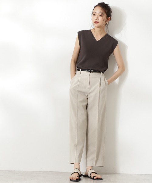 N.（N. Natural Beauty Basic）（エヌエヌナチュラルビューティーベーシック）の「総針Vネックノースリーブニット（ニット/セーター・レディース・ホワイト/ブラック/ブラウン/パープル/オレンジ・MEDIUM）」の10枚目の写真