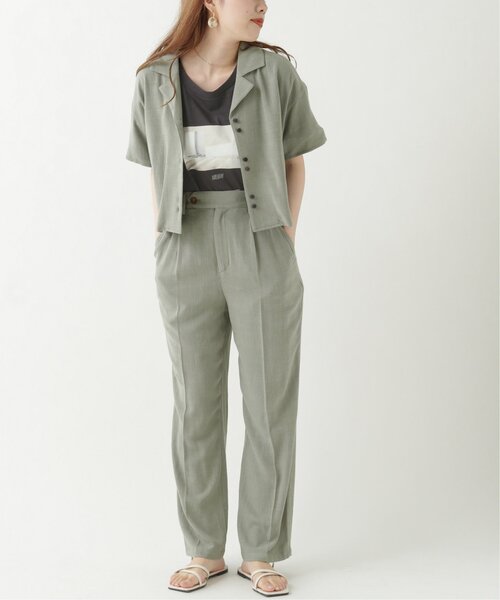 RAY CASSIN（レイカズン）の「レーヨンリネンショート開襟シャツ（シャツ/ブラウス・レディース・カーキ/キナリ/ベージュ・FREE）」の5枚目の写真