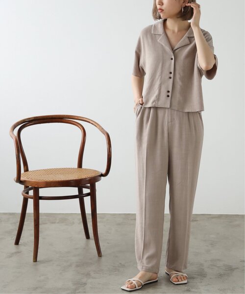 RAY CASSIN（レイカズン）の「レーヨンリネンショート開襟シャツ（シャツ/ブラウス・レディース・カーキ/キナリ/ベージュ・FREE）」の10枚目の写真