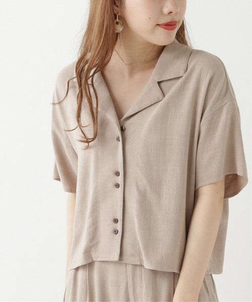 RAY CASSIN（レイカズン）の「レーヨンリネンショート開襟シャツ（シャツ/ブラウス・レディース・カーキ/キナリ/ベージュ・FREE）」の14枚目の写真