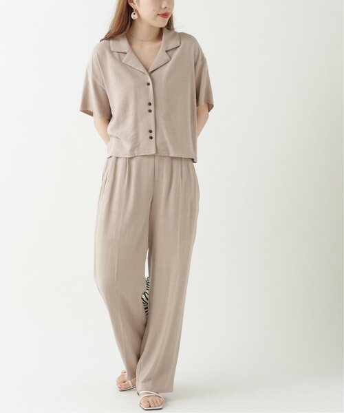 RAY CASSIN（レイカズン）の「レーヨンリネンショート開襟シャツ（シャツ/ブラウス・レディース・カーキ/キナリ/ベージュ・FREE）」の15枚目の写真