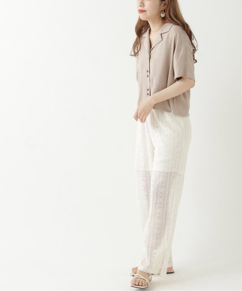 RAY CASSIN（レイカズン）の「レーヨンリネンショート開襟シャツ（シャツ/ブラウス・レディース・カーキ/キナリ/ベージュ・FREE）」の16枚目の写真