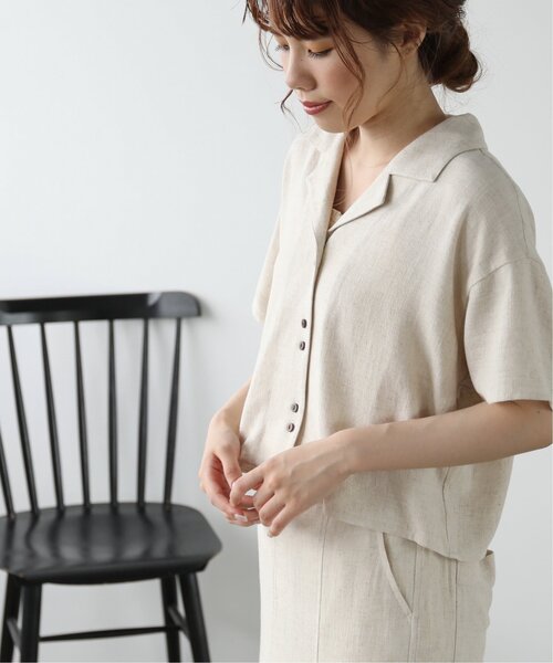 RAY CASSIN（レイカズン）の「レーヨンリネンショート開襟シャツ（シャツ/ブラウス・レディース・カーキ/キナリ/ベージュ・FREE）」の18枚目の写真