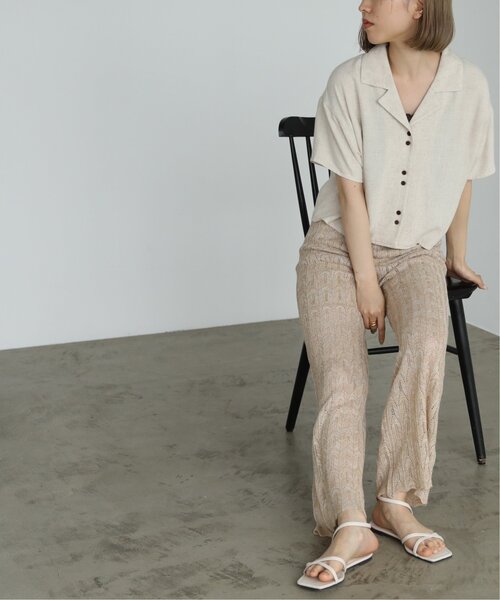 RAY CASSIN（レイカズン）の「レーヨンリネンショート開襟シャツ（シャツ/ブラウス・レディース・カーキ/キナリ/ベージュ・FREE）」の22枚目の写真