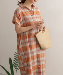 URBAN RESEARCH DOORS | インドコットンリネンチェックワンピース(ワンピース)