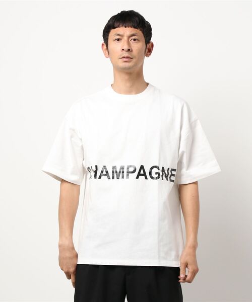 SPINNS（スピンズ）の「【ゆったりシルエット】CHAMPAGNEロゴ半袖Tシャツ（Tシャツ/カットソー・メンズ・ホワイト/ブラック・ONESIZE）」の12枚目の写真