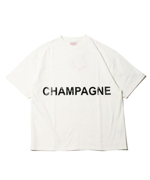 SPINNS（スピンズ）の「【ゆったりシルエット】CHAMPAGNEロゴ半袖Tシャツ（Tシャツ/カットソー・メンズ・ホワイト/ブラック・ONESIZE）」の4枚目の写真