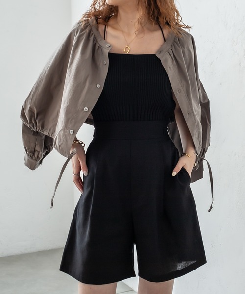 mystic（ミスティック）の「セットアップショートパンツ（その他パンツ・レディース・アイボリー/ブラック・1/2）」の2枚目の写真