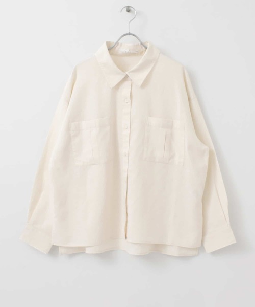 KBF（ケイビーエフ）の「リネンMIXビッグポケットコンパクトシャツ（シャツ/ブラウス・レディース・オフホワイト/ベージュ/グリーン・ONE）」の13枚目の写真