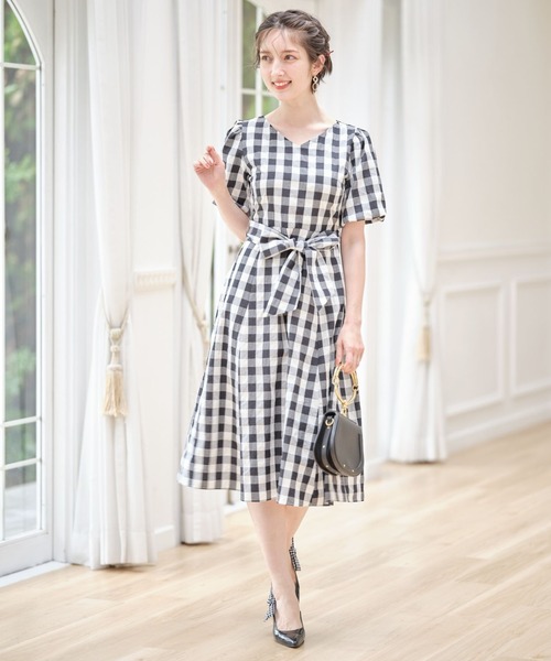 セール ウエストりぼん付きボリュームスリーブギンガムチェックワンピース ワンピース Tocco Closet トッコ クローゼット のファッション通販 Zozotown