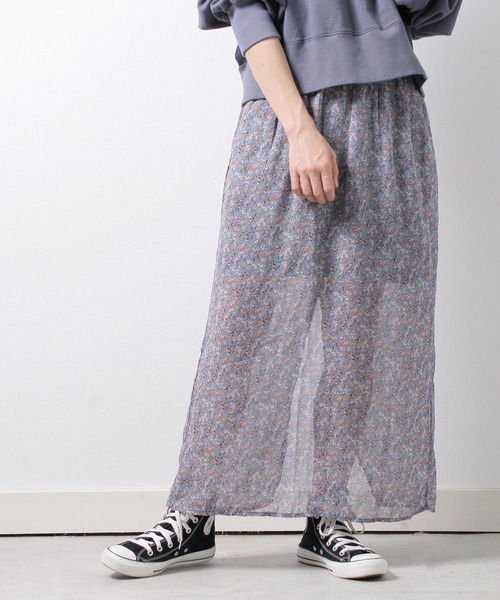 Crisp（クリスプ）の「フラワーシフォンペンシルスカート（スカート・レディース・ブラック/ブルー/アイボリー・FREE）」の3枚目の写真