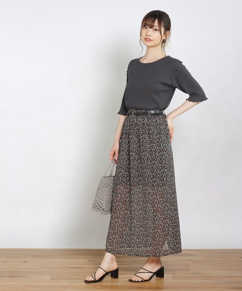 Crisp（クリスプ）の「フラワーシフォンペンシルスカート（スカート・レディース・ブラック/ブルー/アイボリー・FREE）」の5枚目の写真