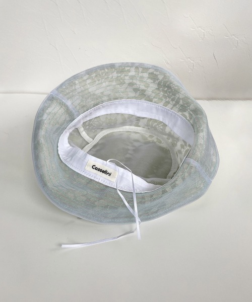 LIPSTAR（リップスター）の「【WEB別注】≪Casselini／キャセリーニ≫レースバケットハット（ハット・レディース・オフホワイト/グリーン・FREE）」の4枚目の写真