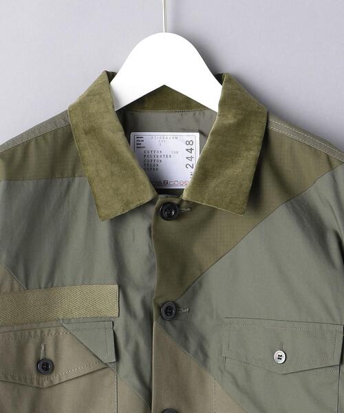 Sacai（サカイ）の「＜sacai（サカイ）＞ パッチワーク ミックス シャツ■■■（シャツ/ブラウス・メンズ・オリーブ・3/2）」の3枚目の写真