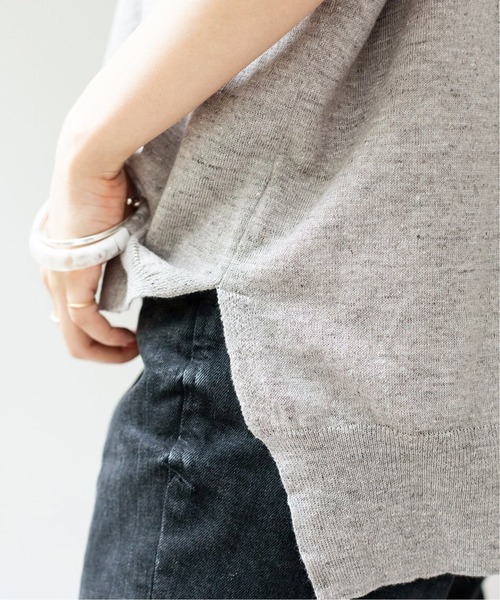 IENA（イエナ）の「pasha リネンコットンノースリーブプルオーバー◆（ニット/セーター・レディース・ライトグレー/ベージュ・FREE）」の18枚目の写真
