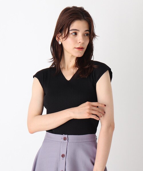 インデックス index SILKY ラメリブフレンチニット ピンク M 夏服