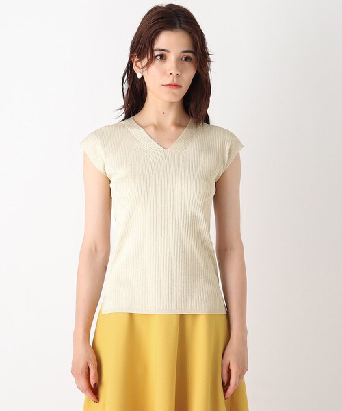 インデックス index SILKY ラメリブフレンチニット ピンク M 夏服