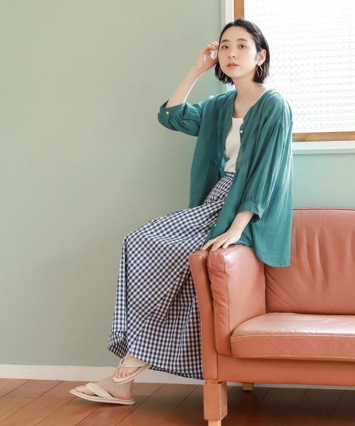 studio CLIP(スタディオクリップ)の「製品染め胸切り替えブラウス(シャツ/ブラウス・レディース・グレー/グリーン/ブルー/イエロー・FREE)」の17枚目の写真