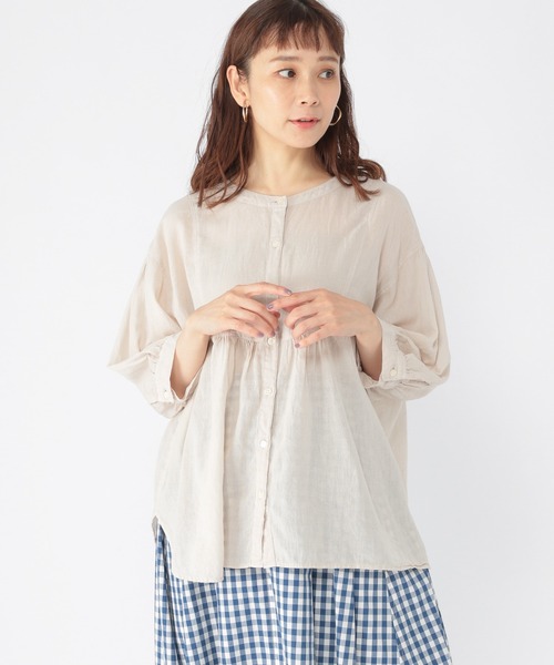 studio CLIP(スタディオクリップ)の「製品染め胸切り替えブラウス(シャツ/ブラウス・レディース・グレー/グリーン/ブルー/イエロー・FREE)」の5枚目の写真