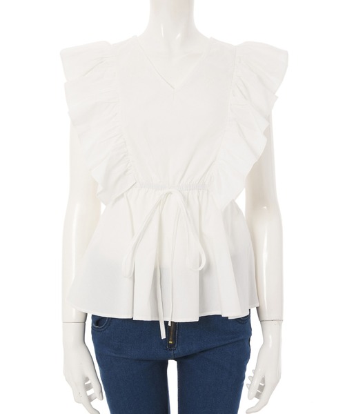 fifth（フィフス）の「ショルダーフリルペプラムブラウス（シャツ/ブラウス・レディース・ホワイト/ブラック/キャメル・MEDIUM）」の5枚目の写真