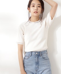 N.（N. Natural Beauty Basic） | 【追加生産】◆シアーライン五分袖ニット(ニット/セーター)