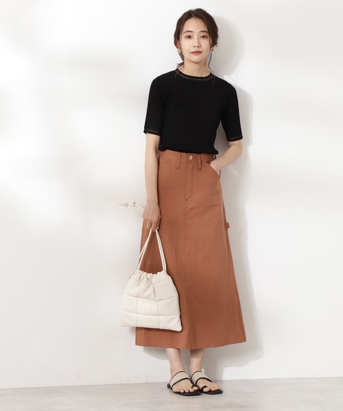 N.(N. Natural Beauty Basic)(エヌエヌナチュラルビューティーベーシック)の「【追加生産】◆シアーライン五分袖ニット(ニット/セーター・レディース・ホワイト/ブラック/ブルー・MEDIUM)」の6枚目の写真