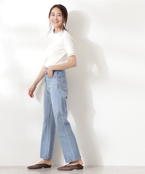 N.(N. Natural Beauty Basic)(エヌエヌナチュラルビューティーベーシック)の「【追加生産】◆シアーライン五分袖ニット(ニット/セーター・レディース・ホワイト/ブラック/ブルー・MEDIUM)」の5枚目の写真