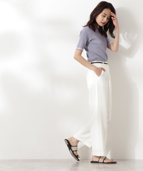 N.(N. Natural Beauty Basic)(エヌエヌナチュラルビューティーベーシック)の「【追加生産】◆シアーライン五分袖ニット(ニット/セーター・レディース・ホワイト/ブラック/ブルー・MEDIUM)」の10枚目の写真