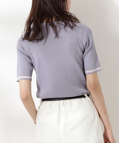 N.(N. Natural Beauty Basic)(エヌエヌナチュラルビューティーベーシック)の「【追加生産】◆シアーライン五分袖ニット(ニット/セーター・レディース・ホワイト/ブラック/ブルー・MEDIUM)」の12枚目の写真