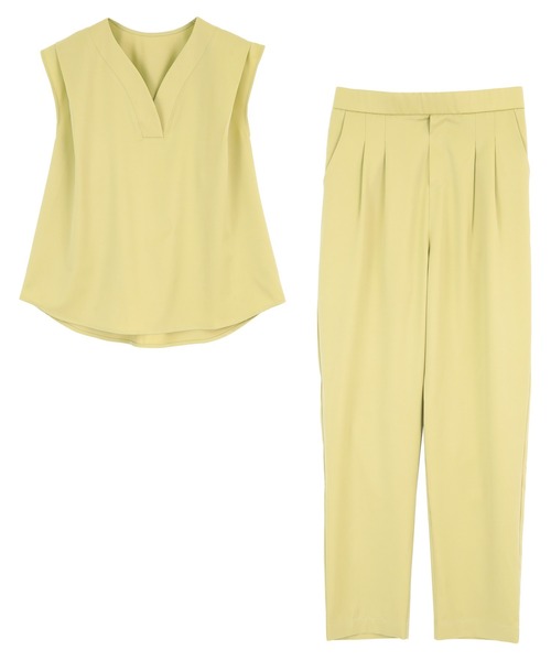 titivate（ティティベイト）の「ﾃﾞｻﾞｲﾝVﾈｯｸﾘﾗｯｸｽｾｯﾄｱｯﾌﾟ（セットアップ・レディース・ブラック/ライトグリーン/ライトブラウン・S/M/L）」の17枚目の写真