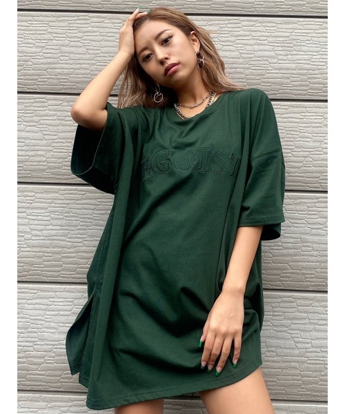 EGOIST（エゴイスト）の「EGOIST刺繍TシャツⅡ（Tシャツ/カットソー・レディース・ブラック/ベージュ/グリーン・FREE）」の3枚目の写真