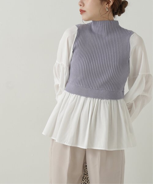 RAY CASSIN(レイカズン)の「ニットドッキングプルオーバー(ニット/セーター・レディース・ブラック/キャメル/ブルー・FREE)」の3枚目の写真