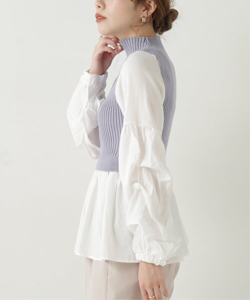 RAY CASSIN(レイカズン)の「ニットドッキングプルオーバー(ニット/セーター・レディース・ブラック/キャメル/ブルー・FREE)」の6枚目の写真