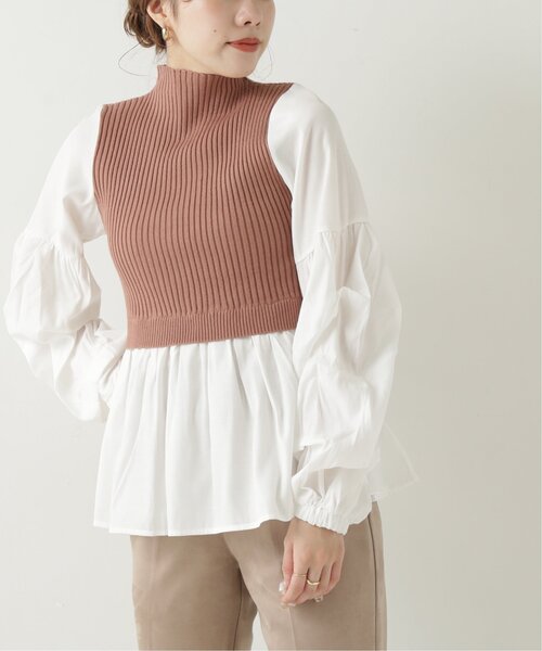 RAY CASSIN(レイカズン)の「ニットドッキングプルオーバー(ニット/セーター・レディース・ブラック/キャメル/ブルー・FREE)」の18枚目の写真