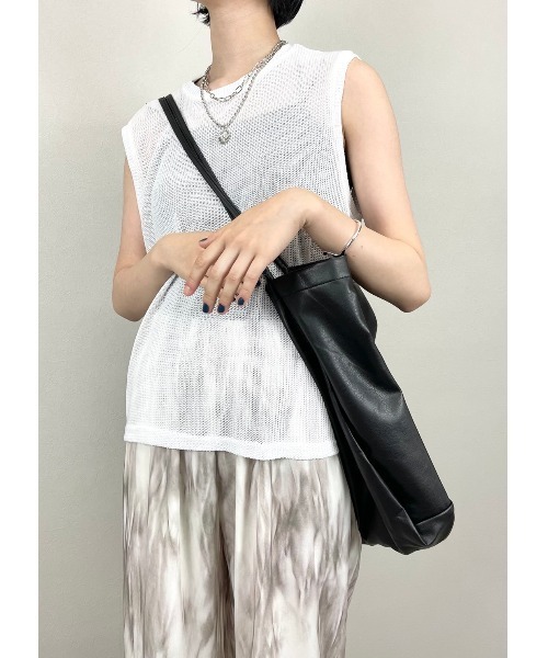XU（エックスユー）の「【XU/エックスユー】mesh vest/メッシュ ベスト シースルー 透け感 レイヤード ベスト（ベスト・レディース・ホワイト/ブラック/スカイブルー・ONE SIZE）」の2枚目の写真