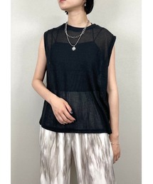 【XU/エックスユー】mesh vest/メッシュ ベスト シースルー 透け感 レイヤード ベスト