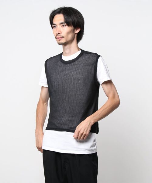 XU（エックスユー）の「【XU/エックスユー】mesh vest/メッシュ ベスト シースルー 透け感 レイヤード ベスト（ベスト・レディース・ホワイト/ブラック/スカイブルー・ONE SIZE）」の6枚目の写真