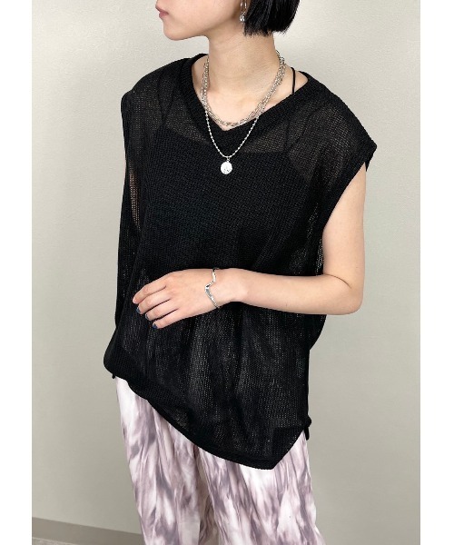 XU（エックスユー）の「【XU/エックスユー】mesh vest/メッシュ ベスト シースルー 透け感 レイヤード ベスト（ベスト・レディース・ホワイト/ブラック/スカイブルー・ONE SIZE）」の15枚目の写真