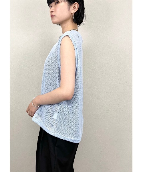 XU（エックスユー）の「【XU/エックスユー】mesh vest/メッシュ ベスト シースルー 透け感 レイヤード ベスト（ベスト・レディース・ホワイト/ブラック/スカイブルー・ONE SIZE）」の22枚目の写真
