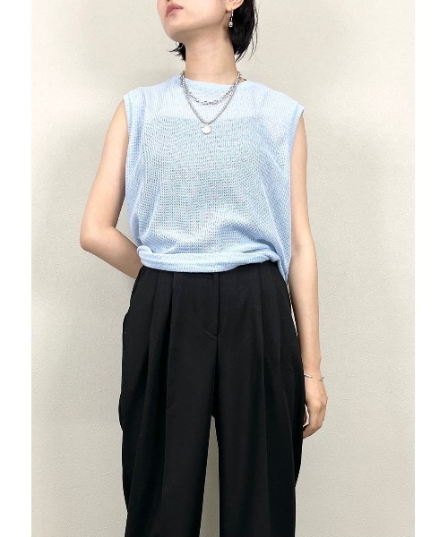 XU（エックスユー）の「【XU/エックスユー】mesh vest/メッシュ ベスト シースルー 透け感 レイヤード ベスト（ベスト・レディース・ホワイト/ブラック/スカイブルー・ONE SIZE）」の21枚目の写真