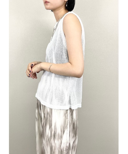 XU（エックスユー）の「【XU/エックスユー】mesh vest/メッシュ ベスト シースルー 透け感 レイヤード ベスト（ベスト・レディース・ホワイト/ブラック/スカイブルー・ONE SIZE）」の9枚目の写真