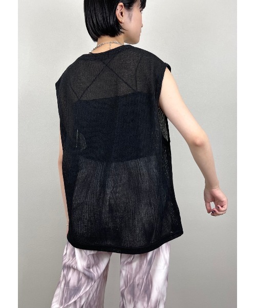 XU（エックスユー）の「【XU/エックスユー】mesh vest/メッシュ ベスト シースルー 透け感 レイヤード ベスト（ベスト・レディース・ホワイト/ブラック/スカイブルー・ONE SIZE）」の18枚目の写真