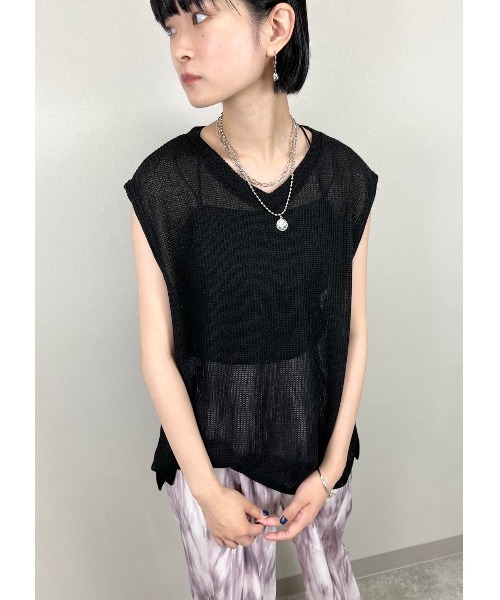 XU（エックスユー）の「【XU/エックスユー】mesh vest/メッシュ ベスト シースルー 透け感 レイヤード ベスト（ベスト・レディース・ホワイト/ブラック/スカイブルー・ONE SIZE）」の19枚目の写真