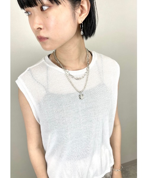 XU（エックスユー）の「【XU/エックスユー】mesh vest/メッシュ ベスト シースルー 透け感 レイヤード ベスト（ベスト・レディース・ホワイト/ブラック/スカイブルー・ONE SIZE）」の12枚目の写真