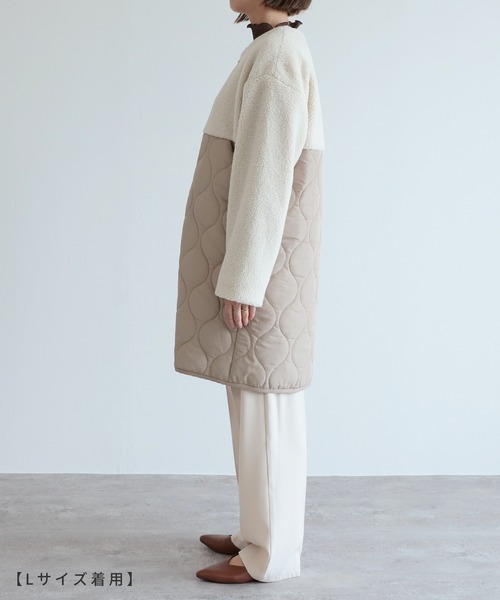 reca（レカ）の「ノーカラー ボア×中綿キルティングコート（ノーカラーコート・レディース・ブラック/カーキ/アイボリー・M/L）」の21枚目の写真