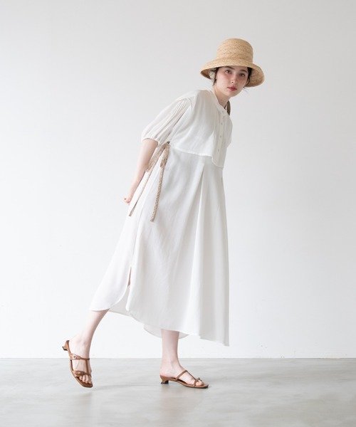 idem(イデム)の「layered vest shirt onepiece/レイヤードベストシャツワンピース(ワンピース・レディース・オフホワイト/カーキ/ブルー・FREE)」の7枚目の写真