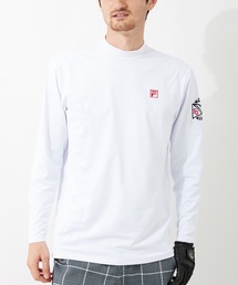 【FILA:フィラゴルフ】メンズモックネック 袖胸ロゴ刺繍 フロントプリント 長袖シャツ / ゴルフウェア